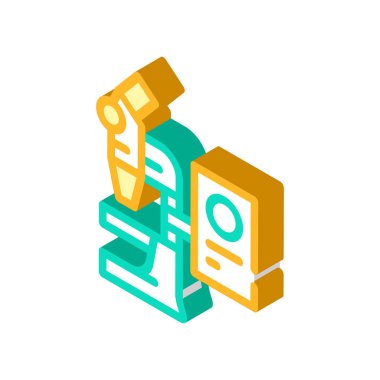 Elektronik mikroskop izometrik vektör resimleme rengi