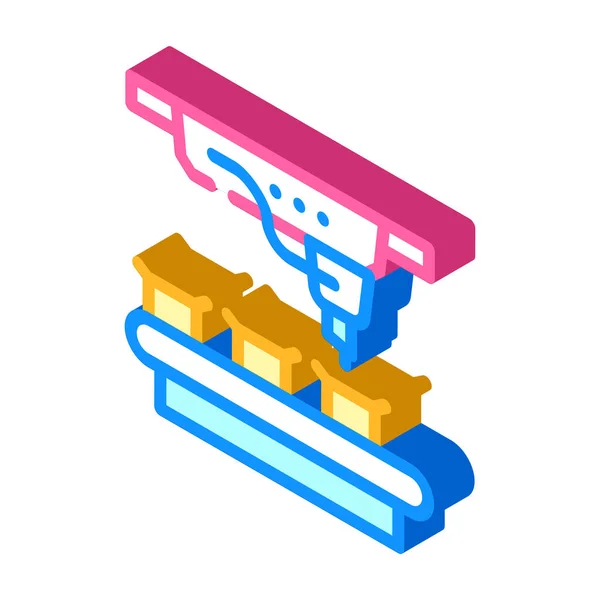 백신을 포장하기 위한 컨베이어 isometric icon vector illustration — 스톡 벡터