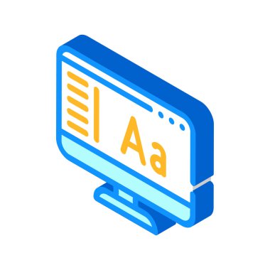 yazı tipi işletim sistemi izometrik ikon vektör çizimi