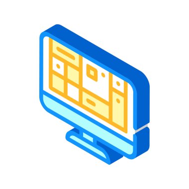 İşletim sistemi izometrik ikon vektör resimleme tablosu