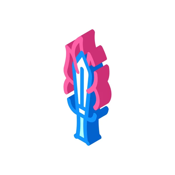 Palący miecz izometryczny ikona wektor ilustracji kolor — Wektor stockowy