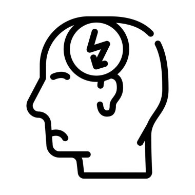 baş kesme ağrısı, baş ağrısı çizgisi vektör çizimi