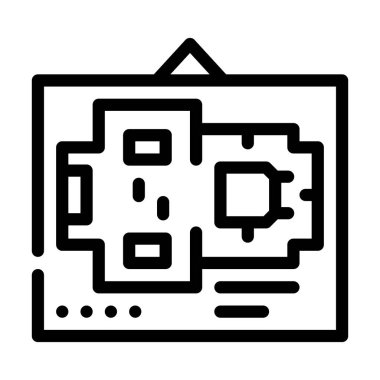 sergi planı müze çizgisi ikon vektör illüstrasyonu