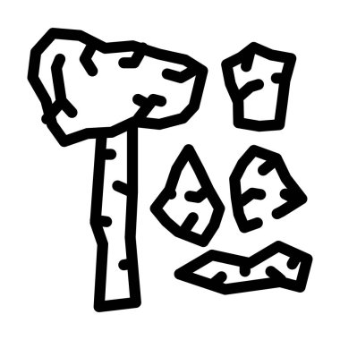 Taş Devri nesneleri müze sergisi çizgi vektör illüstrasyonu