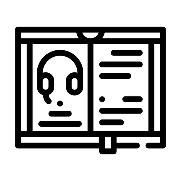 Bildungsliteratur für Arbeiter Call Center Line Icon Vektor Illustration — Stockvektor