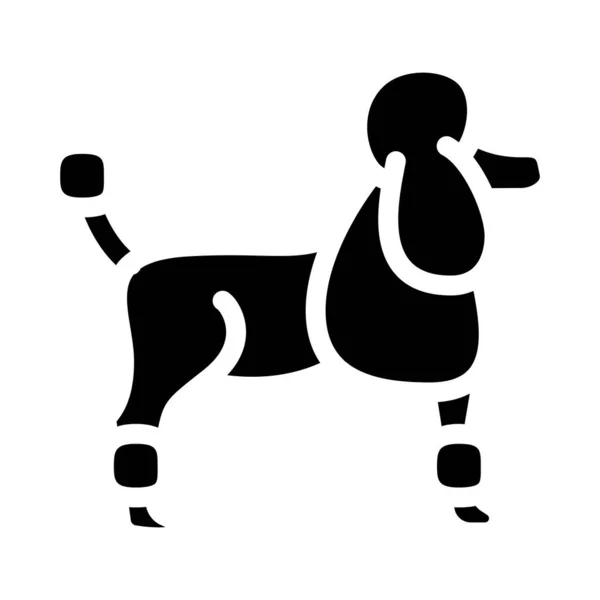 Cão poodle glifo ícone vetor ilustração plana — Vetor de Stock