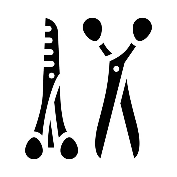 Forbici per taglio capelli animali icona glifo vettoriale illustrazione — Vettoriale Stock