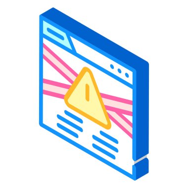 Çalışmayan web sitesi izometrik ikon vektör çizimi