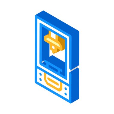 3d yazıcı izometrik ikon vektör illüstrasyonu için toz