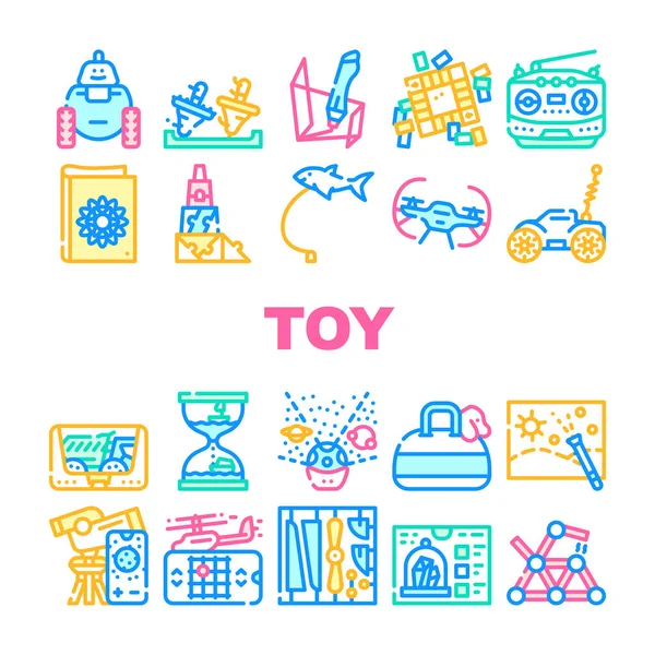 Zabawka i dzieci kolekcja gier Ikony zestaw wektor — Wektor stockowy