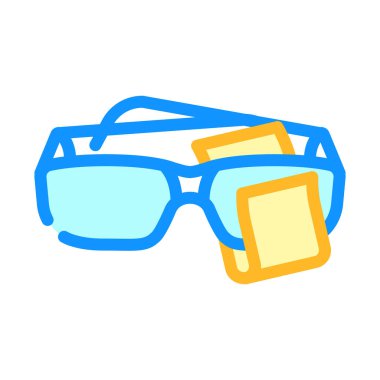 Gözlük temizleme mikrofiber renk ikonu vektör çizimi