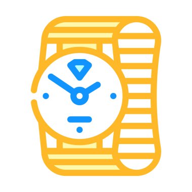 altın saat renk ikonu vektör resimleme düz