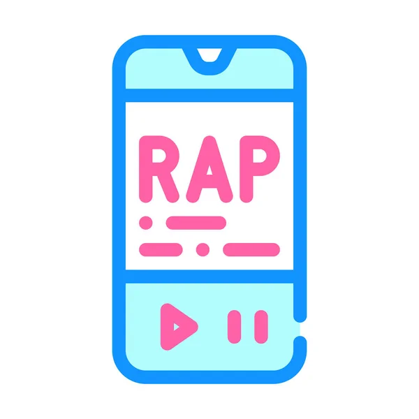 Escucha rap música teléfono aplicación color icono vector ilustración — Vector de stock