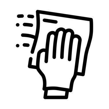 Toz mikro fiber çizgi vektör illüstrasyonu ile siliniyor