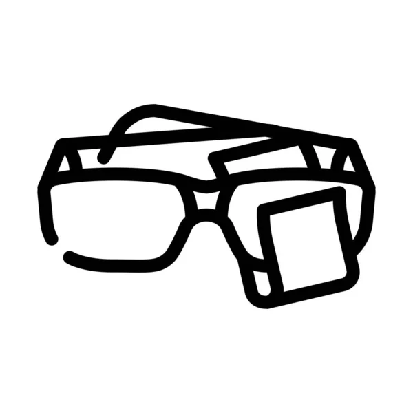 Brille Reinigung Mikrofaser Linie Symbol Vektor Illustration — Stockvektor