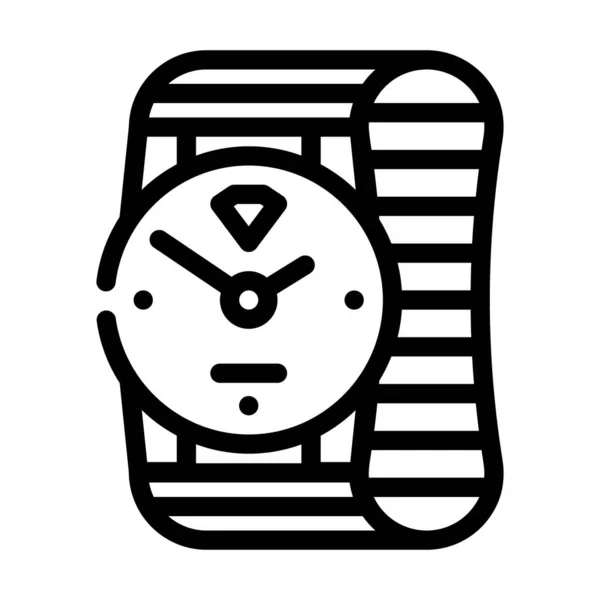 Oro relojes línea icono vector ilustración plana — Vector de stock