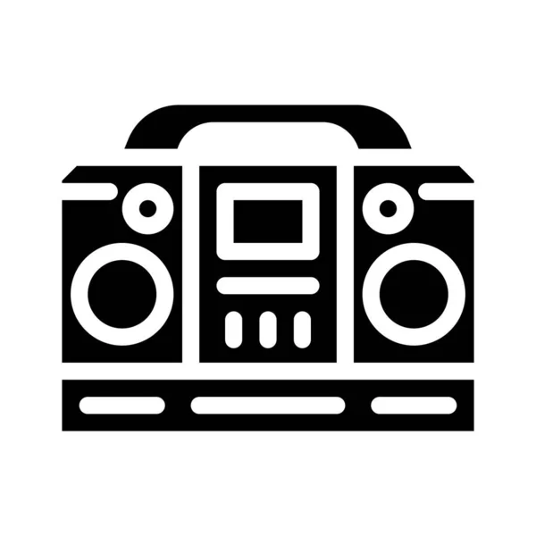 Reproductor de música glifo icono vector ilustración plana — Vector de stock