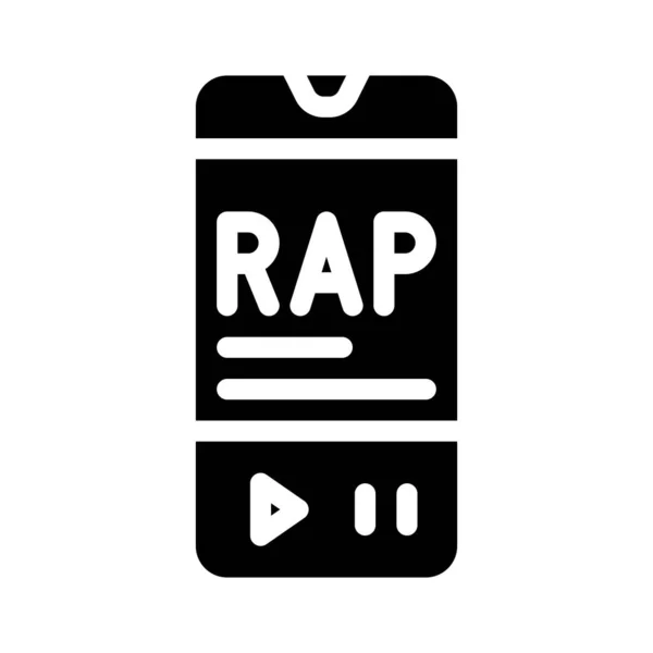 Hören Rap Musik Telefon App Glyphensymbol Vektor Illustration — Stockvektor