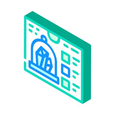 Büyüyen kristal izometrik ikon vektör çizimi için ayarlandı