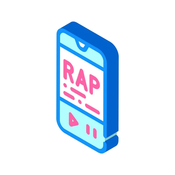 Ascolto rap musica telefono app icona isometrica vettoriale illustrazione — Vettoriale Stock
