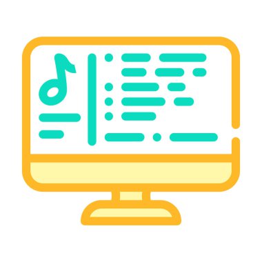 müzik gevşetin renk ikonu vektör çizimi düz