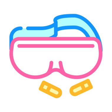 Uyku maskesi ve boncuklar renk ikonu vektör çizimi