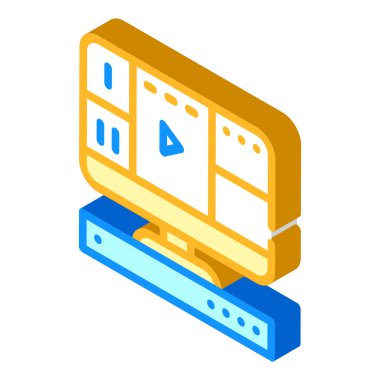 video izleme izometrik ikon vektör çizimi için kaydedici