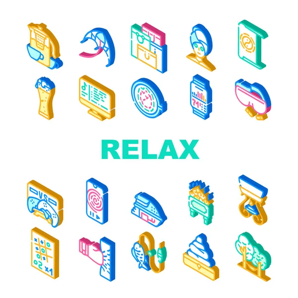 Relax Terapia Tiempo Colección Iconos Set Vector — Vector de stock