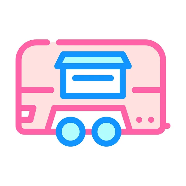 Ilustrasi datar ikon ikon truk makanan - Stok Vektor