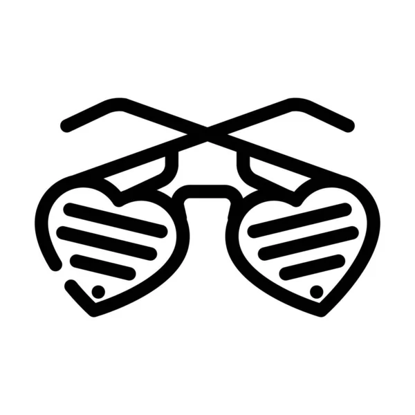 Bril in hart vorm lijn pictogram vector illustratie — Stockvector