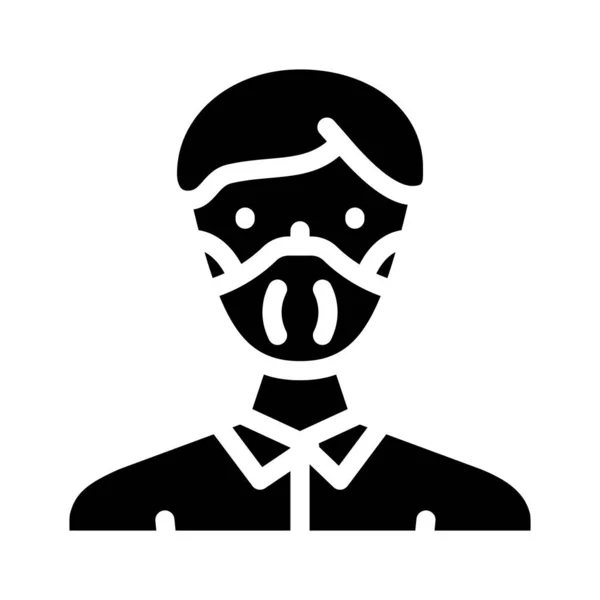 Máscara de protección facial icono glifo vector ilustración — Vector de stock