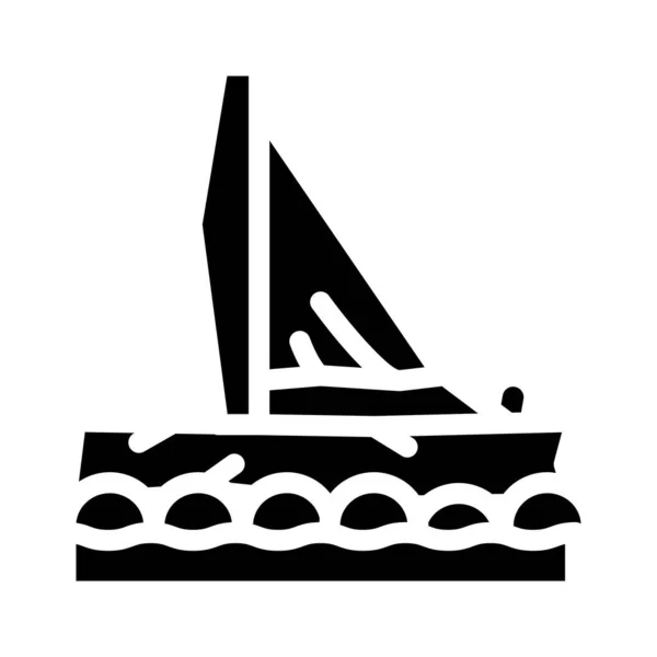 Rafting barca glifo icona vettore illustrazione piatto — Vettoriale Stock