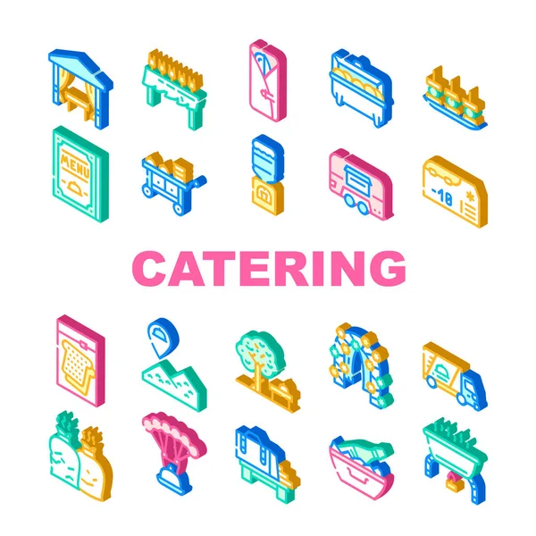 Catering Food Service Collection Εικονίδια Set Vector — Διανυσματικό Αρχείο