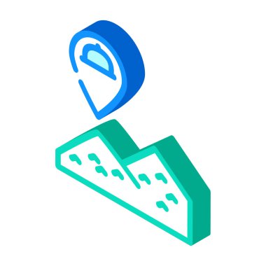 Dağ yemek servisi izometrik ikon vektör illüstrasyonuna servis