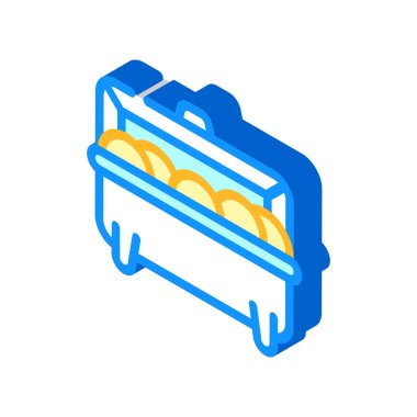 Gıda taşımacılığı için demir kabı izometrik ikon vektör çizimi