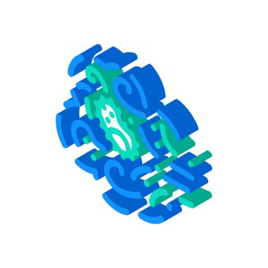 Hava izometrik ikon vektör resimlemesindeki bakterilerin iletimi