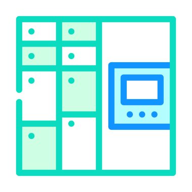 self-servis postası veya akıllı lojistik sistem veya dijital kilit renk ikonu çizimi