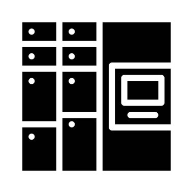 self-servis postası veya akıllı lojistik sistem veya dijital kilit simge vektör çizimi