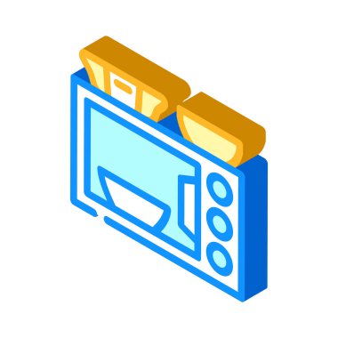 Havayolu yemeklerini sıcak izometrik ikon vektör illüstrasyonu yapmak için mikrodalga