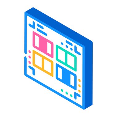 prefabrik baskı katalogları izometrik ikon vektör çizimi