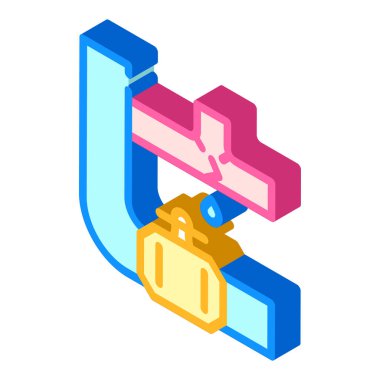 boru onarımı izometrik ikon vektör illüstrasyon işareti