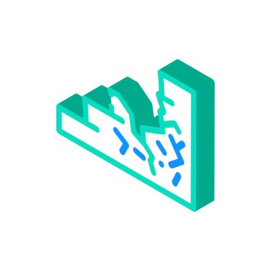 Hasarlı merdiven izometrik vektör illüstrasyon işareti