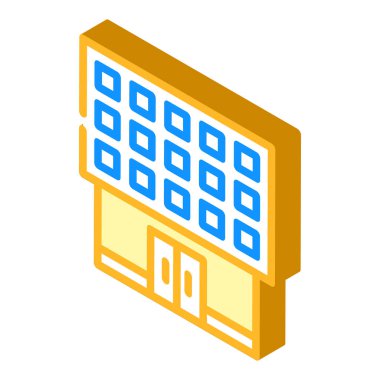 okul binası izometrik ikon vektör illüstrasyon işareti