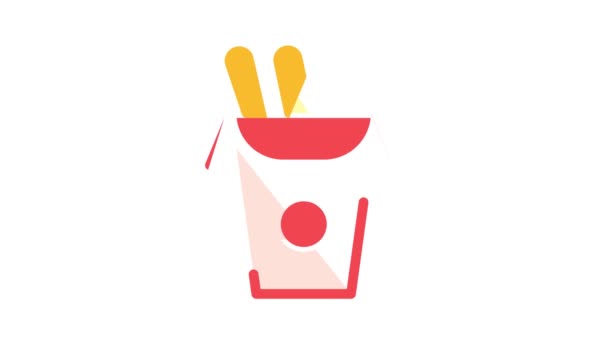 Asijské jídlo box barva ikona animace — Stock video