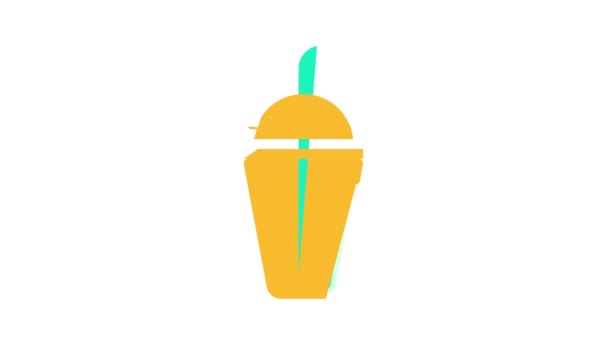 Bebida cóctel taza color icono animación — Vídeo de stock