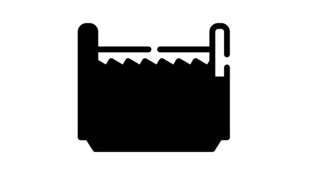 Corte de metal negro icono de animación — Vídeos de Stock
