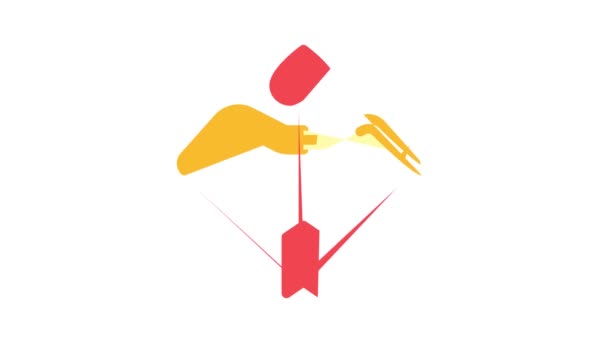 Flecha del arco cupido color icono de animación — Vídeo de stock