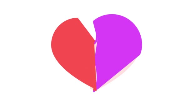 Coração encontrado alma gêmea cor ícone animação — Vídeo de Stock