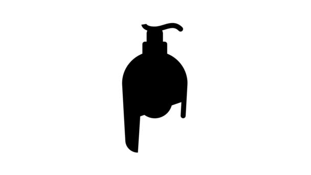 Bottiglia di sapone liquido animazione icona nera — Video Stock