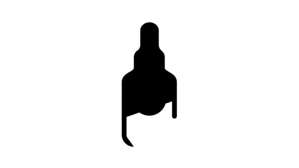 Garrafa de soro animação ícone preto — Vídeo de Stock
